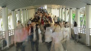 people walk in downtown city, urban lifestyle background, pedestrians walking on public street
