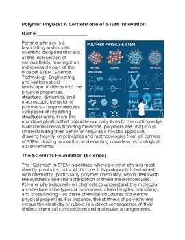 Polymer Physics & STEM - No Prep -Science Worksheet - 100% Editable