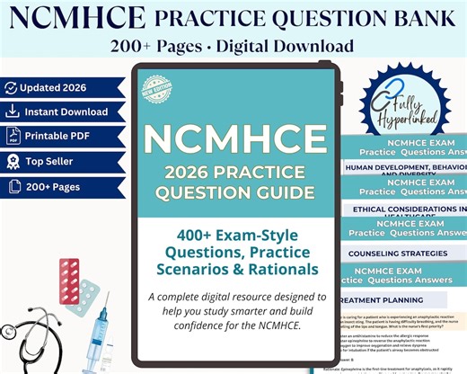 NCMHCE Study Guide 2025 | Practice Questions, Answers & Explanations | Exam Prep for Clinical Counselors - Etsy