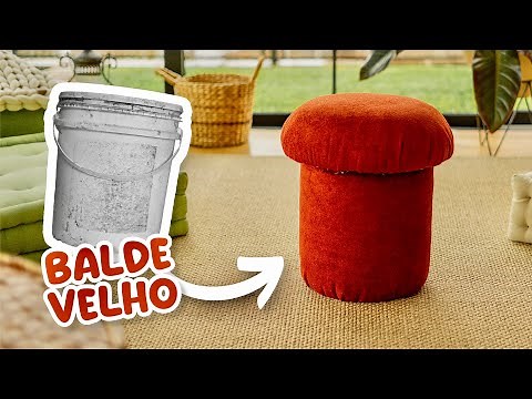 DIY - PUFFE DE COGUMELO com Balde Velho