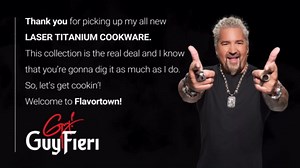 Guy Fieri's Flavortown 8.5" Laser Titanium Frying Pan - Non Stick Kitchen Cookware with Stainless Stay Cool Handles, Durable Cooking Pan, Oven & Dishwasher Safe, Electric Stovetop Compatible