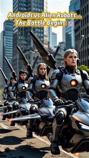 Tokyo Battle: Androids Take Flight Against Alien Robots 🤖”