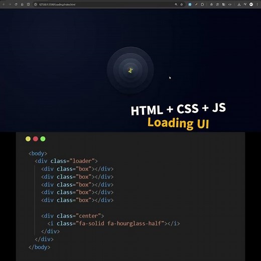 CSS Ripple Loading Animation with Pulsing Loading| Pure HTML & CSS #shorts