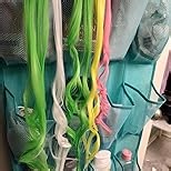 Ms Aloe 10 Pcs Glow in Dark Clip in Hair Extensions - 22inch Colorful Synthetic Rainbow Glow in The Dark Hair Accessories for Women