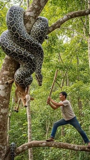 Big python holding a goat #comedyreels #funnyreels #viralreelsシ | Richard Estañol Jagape