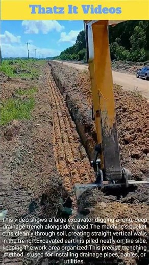 Excavator Trench Digging : Drainage Channel Construction