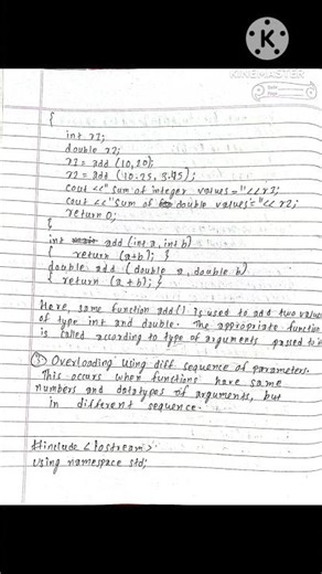 Function Overloading with example in OOP#importantquestions #computer #programming #pastquestions
