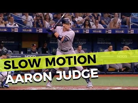 Aaron Judge Slow Motion Home Run Hitting Mechanics Baseball Swing