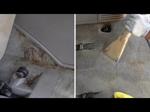 Cleaning An Extremely Stained and Trashed Car Carpet - Steam Cleaning and Extraction