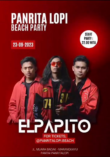 Pantai Panrita Lopi on Instagram: "Lanjut patyyy nih sahabat ada @elpapito.official yang satu ini jangan sampe kelewat guys📍cuma di panrita lopi Di catat yaa !! Panritalopi Beach Night Party Tiket masuk 60K, sudah termasuk biaya kapal pulang pergi (PP) dan Biaya tiket masuk pantai. Panritalopi Fasilitas Gratis:- 1. Mushola 2. Gazebo 3. Kamar mandi (air 24 jam) Fasilitas lainnya di dalam pantai. Mini cafe 24 Jam, warung 24 Jam, penyewaan tenda, hammock dan tikar juga tersedia layanan kate