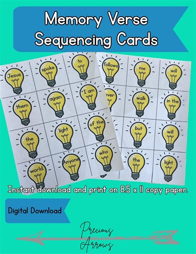John 8:12 Memory Verse Sequencing Cards for Illumination Station VBS - Etsy