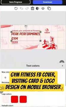 Fitness Gym Logo, Business Card & Facebook Cover Design on Mobile Browser (No App, No PC) #gymbrand