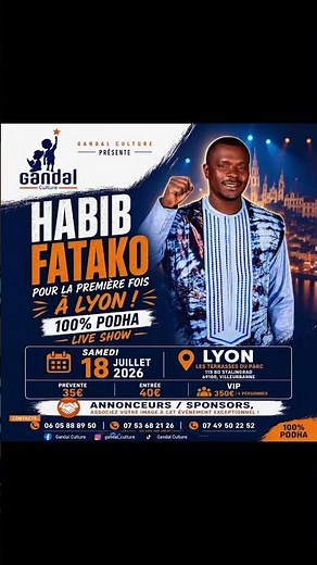 Habib Fatako en concert à Lyon le samedi 18 juillet 2026