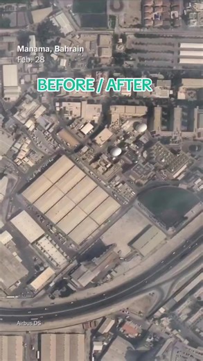 Markas Besar Armada Kelima Angkatan Laut Amerika Serikat di Manama, Bahrain, dilaporkan mengalami kerusakan hebat pasca serangan rudal Iran. Foto satelit terbaru yang dirilis pagi ini menunjukkan pemandangan kontras: hanggar pesawat dan pusat komando yang dulunya kokoh, kini hancur menyisakan lubang kawah raksasa. ​Titik hantaman presisi terlihat jelas dari pantauan udara, memicu kepulan asap yang masih menyelimuti area strategis tersebut. Sumber intelijen menyebut ini sebagai eskalasi paling de