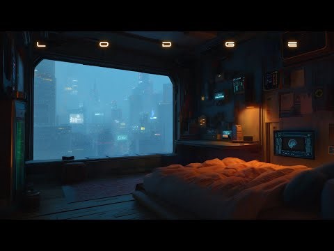 Blade Runner's Lodge: Cozy Cyberpunk Ambience | Relaxing Winter Bedroom for Focus & Sleep