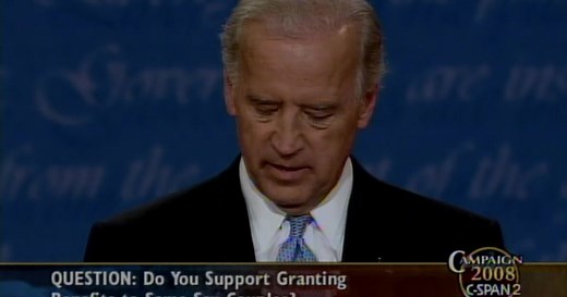 User Clip: Debate moderator: “Do you support gay marriage?” Biden: “No.”