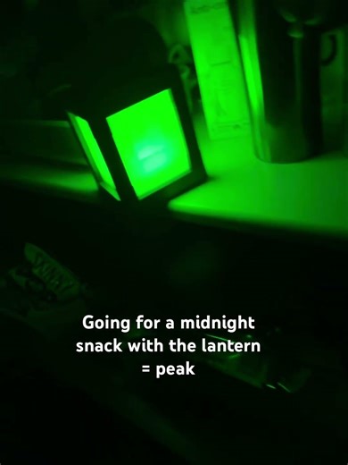 POV - midnight snack with a Minecraft lantern