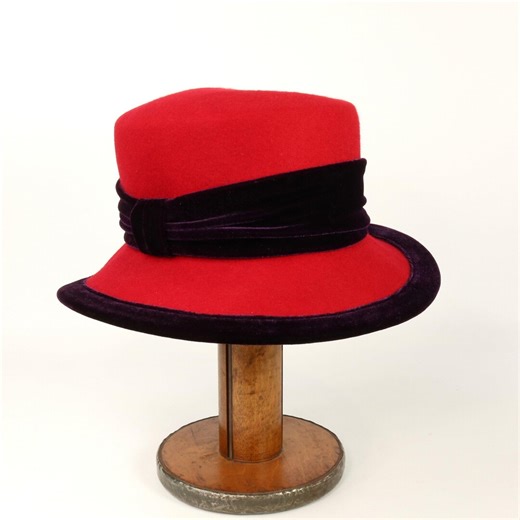 Vintage Red Hat Society Cloche Purple and Red, Retro Ladies Social Club Accessory - Etsy