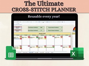 Cross Stitch Planner Spreadsheet Google Sheets, Excel Anchor DMC Thread Color Conversion Chart Inventory Tracker, Pattern Maker, Stitching - Etsy