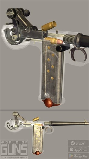 Borchardt C-93: Unusual Recoil Spring in Action #firearmeducation #gunmechanics #slowmotion