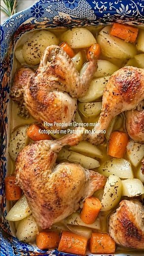 KOTOPOULO ME PATATES STO FOURNO 🩷 The best food! #greece #chicken