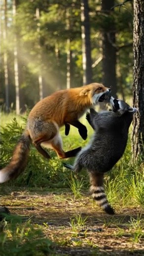 Red Fox vs Raccoon: Forest Fray