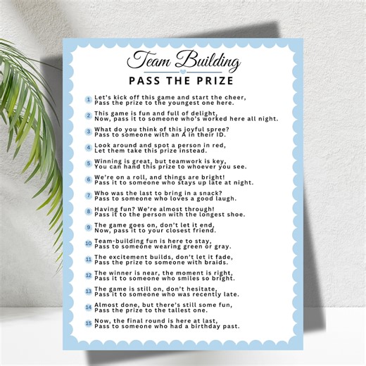 Pass the Prize Team Building Game: Office Party Activity (printable PDF) - Etsy