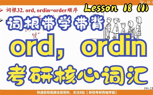 【考研单词必备】词根词缀31天带背考研核心词——【词汇篇】 Lesson 18（1）—词根ord，ordin带学带背