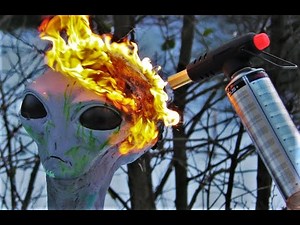 BOILING ALIEN BRAIN!!\nGAS TORCH VS GREY ALIEN! AlienGoBoom