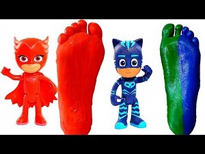 Learn Colors with Pj Masks Toys and Feet Painting | Pj Masks and Colorful Feet
