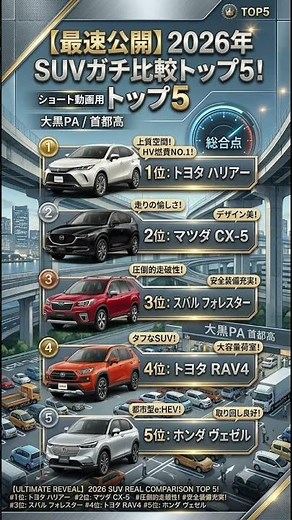 【2026年最新】今買うならこれ！SUVおすすめ人気ランキングTOP5