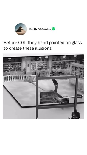 Earth Of Genius on Instagram: "Before CGI, artists hand-painted scenes and illusions directly onto glass—a technique known as *matte painting*. These detailed artworks were placed in front of the camera to seamlessly blend with live-action footage, creating vast landscapes, buildings, or fantasy environments that didn’t exist in real life. It was a meticulous craft that required incredible precision and artistic skill to make the illusion believable on screen. (Via: @charliechaplinofficial) #mov