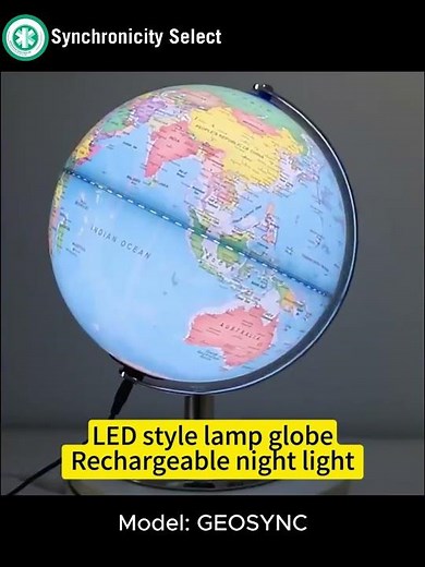 GEOSYNC Light-Up Globe 🌍 | LED World Map Tellurion 25cm/32cm – Study, Decor @ Synchronicity Select