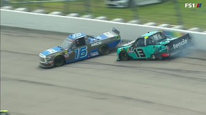 Wow. Major drama between Johnny Sauter and Austin Hill in Iowa. | NASCAR on FOX