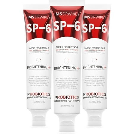 MSDRWIKEY SP-6 Probiotic Whitening Toothpaste - Enhanced Formula with 6 Probiotics for Teeth Whitening and Gum Health - Enamel-Safe, Fluoride-Free, Fresh Mint Flavor, 4.9oz (3) - Walmart.ca