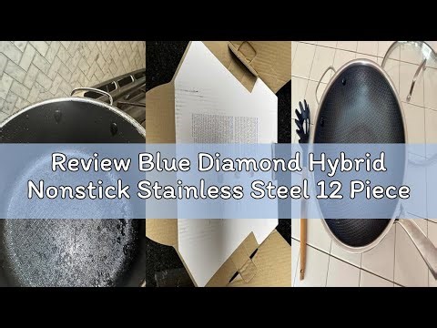Review Blue Diamond Hybrid Nonstick Stainless Steel 12 Piece Cookware Set, Tri-Ply PFAS-Free Ceramic