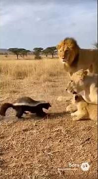 Honey Badger Attacks a Lion Family – Unbelievable African Wildlife Moment! 🦁🐾 #ai #music #wildlife