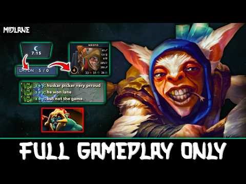 Meepoku got level 4 with 5 lasthit at 7 minutes, but the enemy blame Huskar 🤡- Meepo Gameplay#1058