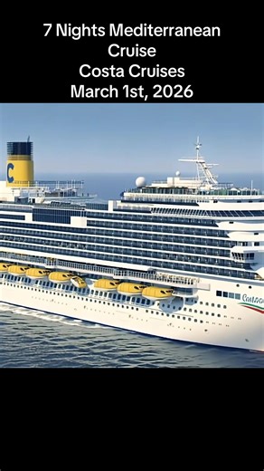 7 Nights Mediterranean Cruise Costa Cruises Sunday, March 1, 2026 Marseilles, Barcelona, La Goulette, Palermo, Civitavecchia (Rome), Savana, Marseilles Inside cabin: $828 Ocean View: $898 #costacruises #CruiseLife #TravelTikTok Make your reservation right here: https://www.bravocruiseplanners.com/CruiseSearch/view/7-nights-costa-cruises-costa-smeralda-3-1-26/1 Or send me an email to: Pedro.bravo@Cruiseplanners.com