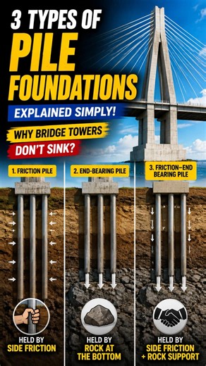 Why Bridge Towers Don’t Sink? #shorts #BridgeEngineering #PileFoundation