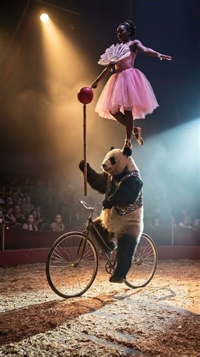 Panda Bicycle Balance That Shocked Everyone #panda #circus #performence