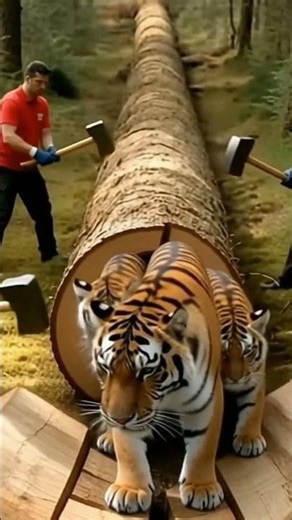 rescue Tiger from Giant log #animals #shorts #shortvideo #shortviral #funny #viral