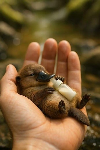 🦆 Milk & Magic — Baby Platypus in a Palm | Palm Pals