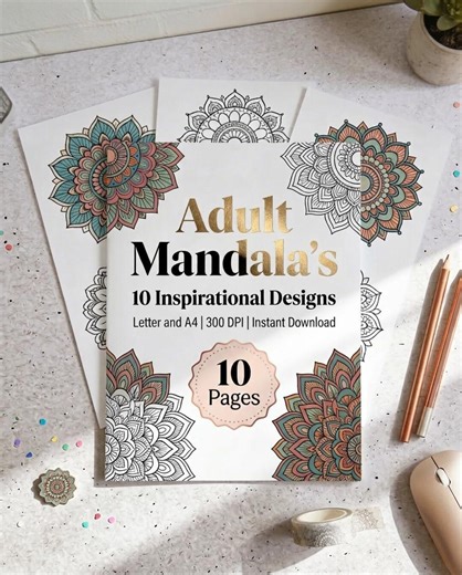 Printable Mandala Coloring Pages for Adults – Mindfulness Stress Relief Relaxing Coloring Activity - Etsy