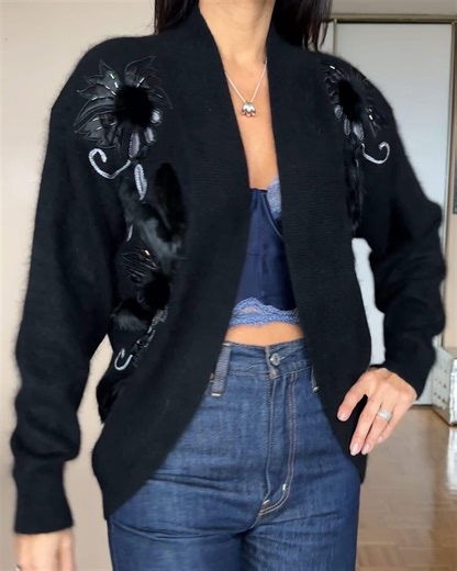 Vintage 80’s Maple Angora Embellished Open Front Cardigan - Etsy