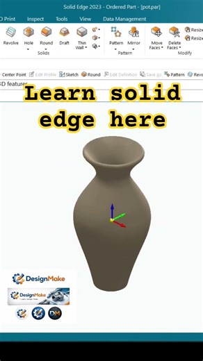 pot model in solid edge. #solidedge #cadtutorial #tutorialforbeginner #sketch