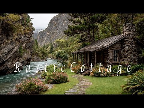 Rustic Healing Cottage with Flowing River – Soothing Ambient Music – Calm Nature Ambience