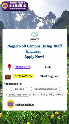 Nagarro off Campus Hiring |Staff Engineer |Apply Now |