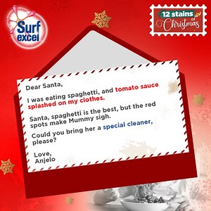 Red sauce stains, happy faces and lots of laughs! Santa, now with Surf Excel, we can turn our spaghetti stains into a spotless memory this Christmas? | Surf Excel Sri Lanka