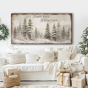 Vintage Christmas Sign - Modern Farmhouse Wall Decor, Rustic Winter Holiday Hymn, Xmas Fireplace Mantel Large Canvas or Outdoor Metal Print - Etsy